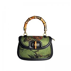 Bamboo and Flowers Green Qipao Saddle Bag