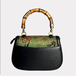 Bamboo and Flowers Green Qipao Saddle Bag
