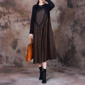 Senior Women Coffee Dress High Waist Shift Dress