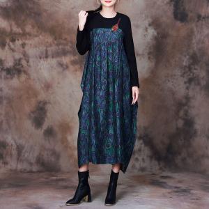 Long Sleeves Flouncing Blue Dress Applique Designer Dress