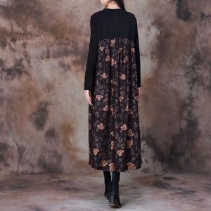 Islamic High Waist Handmade Applique Printed Cocoon Dress