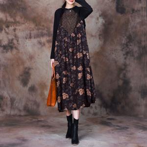 Islamic High Waist Handmade Applique Printed Cocoon Dress