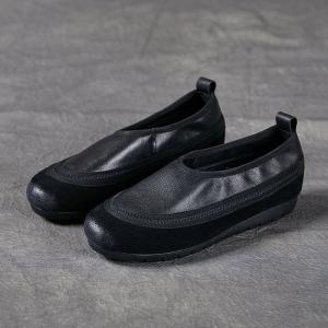 Low Heels Leather Mom Shoes Slip-On Comfy Shoes