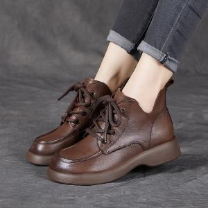 Chunky Heels Leather Martin Boots Cool Girl Ankle Desert Boots