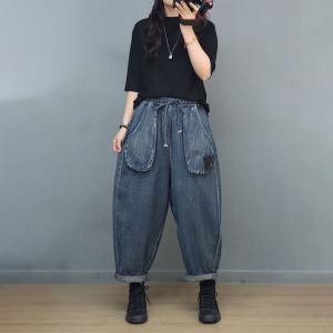 Relax-Fit Casual Dad Jeans Drawstring Waist 90s Jeans