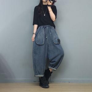 Relax-Fit Casual Dad Jeans Drawstring Waist 90s Jeans