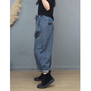 Relax-Fit Casual Dad Jeans Drawstring Waist 90s Jeans
