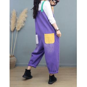 Letter Sequin Colorful Gardening Overalls Cotton Casual Dungarees