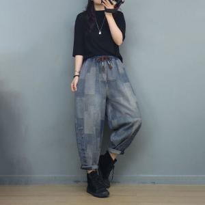 Rectangle Patchwork Loose Fit Jeans 90s Straight Leg Jeans