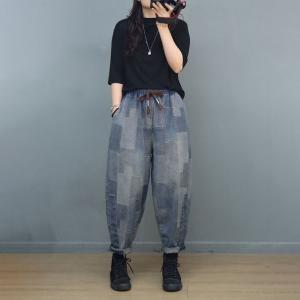 Rectangle Patchwork Loose Fit Jeans 90s Straight Leg Jeans