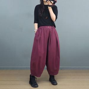 Elastic Waist Cotton Bloomers Plus Size Casual Pants