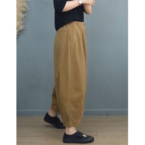 Elastic Waist Cotton Bloomers Plus Size Casual Pants