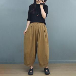 Elastic Waist Cotton Bloomers Plus Size Casual Pants