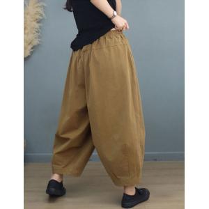 Elastic Waist Cotton Bloomers Plus Size Casual Pants