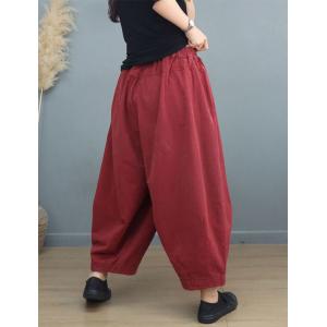 Easy Chic Plain Cotton Pants Plus Size Dad Trousers