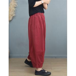 Easy Chic Plain Cotton Pants Plus Size Dad Trousers