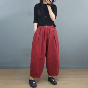 Easy Chic Plain Cotton Pants Plus Size Dad Trousers