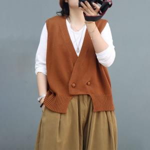 V-Neck Knitting Vest Jacket Cotton Sweater Waistcoat