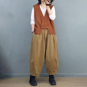 V-Neck Knitting Vest Jacket Cotton Sweater Waistcoat