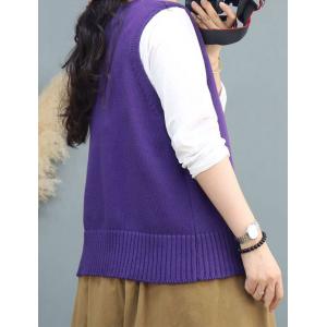 V-Neck Knitting Vest Jacket Cotton Sweater Waistcoat