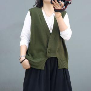 V-Neck Knitting Vest Jacket Cotton Sweater Waistcoat