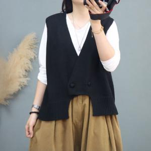 V-Neck Knitting Vest Jacket Cotton Sweater Waistcoat