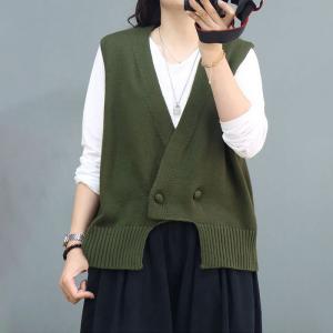 V-Neck Knitting Vest Jacket Cotton Sweater Waistcoat