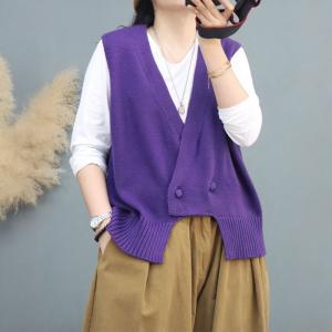 V-Neck Knitting Vest Jacket Cotton Sweater Waistcoat