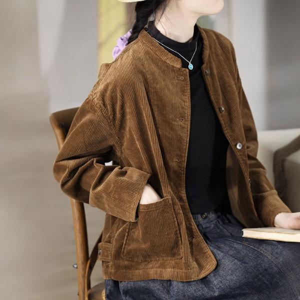 Classic Corduroy Short Jacket Womens Brown Shacket