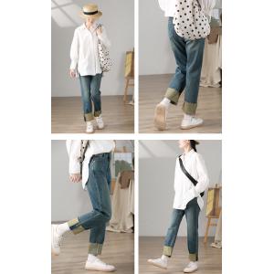 High Waist Straight Cigarette Jeans Cozy Cuffed Jeans