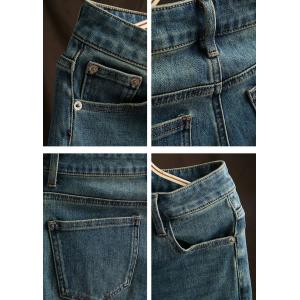 High Waist Straight Cigarette Jeans Cozy Cuffed Jeans
