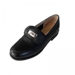 Business Low Heels Loafers Metal Button Cowhide Footwear