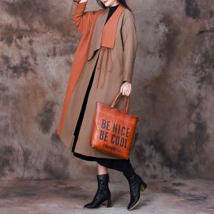 Wide Lapel Plus Size Trench Coat Contrast Color Office Rain Coat