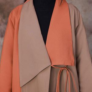 Wide Lapel Plus Size Trench Coat Contrast Color Office Rain Coat