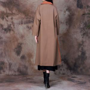 Wide Lapel Plus Size Trench Coat Contrast Color Office Rain Coat