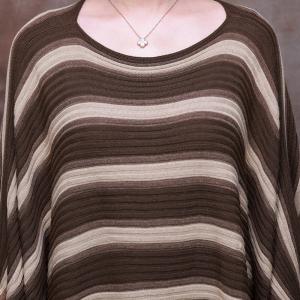 Chunky Striped Tassel Dress Plus Size Cashmere Poncho Dress