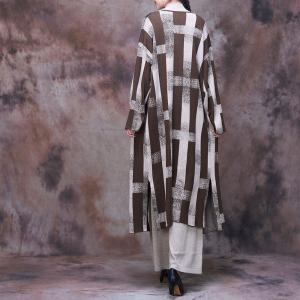 Cozy Chunky Striped Cardigan Midi Cashmere Overcoat