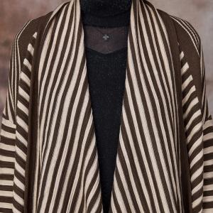 Business Elegant Waterfall Cardigan Cozy Striped Outerwear