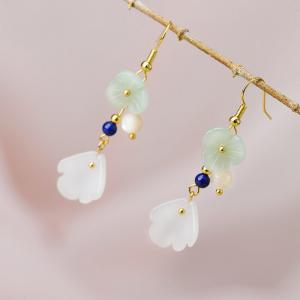 Green Agate Pearl Qipao Earrings