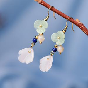 Green Agate Pearl Qipao Earrings