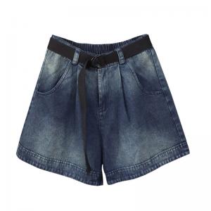 Stone Wash Wide Leg Jorts Soft Denim Jean Shorts