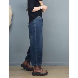Straight Legs High Rise Relax-Fit Dark Wash Skater Jeans