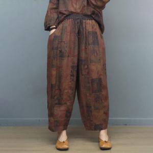 Frog Buttons Linen Blouse with Eastern Patterned Pants