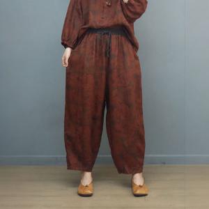 Frog Buttons Linen Blouse with Eastern Patterned Pants