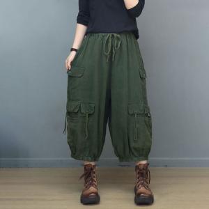 Oversized Sleeveless Hoodie with Linen Cropped Cargo Pants