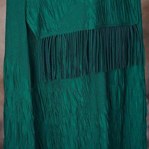 Loose-Fit Tassel Dress V-Neck Pleated Dress