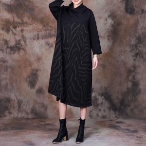 Easy Chic Zebra Printed Dress Fall Loose Hooded Dress