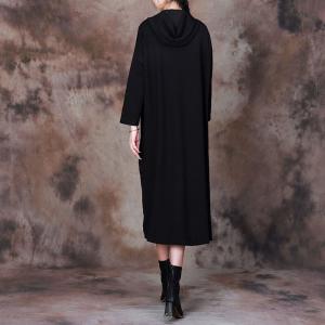 Mock Neck Minimalist Pleated Dress Loose Hoodie Dress