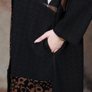 Leopard and Geometric Elegant Coat Mink Cashmere Winter Coat