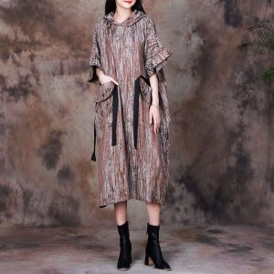 Grunge Style Pocket Hooded Dress Ribbon Plump Dress